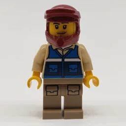 Man, Blue Vest, Dark Red Dirt Bike Helmet, Stubble Beard