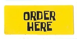 Tile 1 x 2 with Black 'ORDER HERE' on Yellow Background Pattern (Sticker) - Set 3825