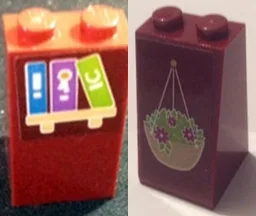 Slope 75 2 x 2 x 3 - Solid Studs with Hanging Basket on Front and Bookshelf on Back Pattern (Stickers) - Set 41126