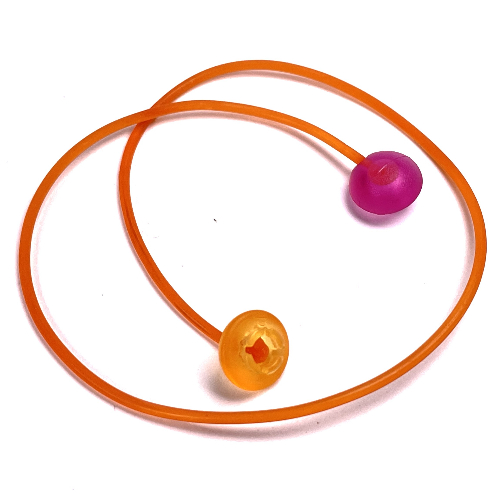 Lego Clikits Cord, Jelly String, 235mm, Trans-Flame Yellowish Orange Top Attachment and Trans-Dark Pink Side Attachment / Trans-Orange
