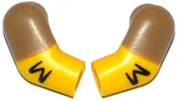 Arm, (Matching Left and Right) Pair with Hair and Dark Tan Short Sleeves Pattern / Yellow