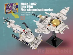 Make 31152 astronaut into TWO Fish-shaped submarine