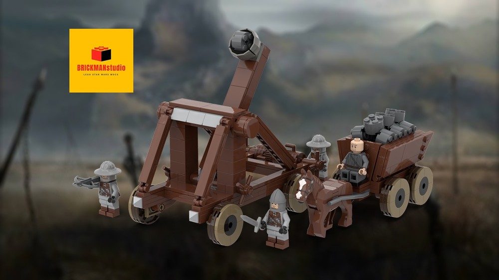 Lego Castle medieval catapult with shooting function