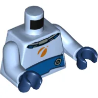 Torso, Space Suit, Orange Mars Exploration Logo Print, Bright Light Blue Arms, Dark Blue Hands / Bright Light Blue