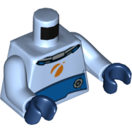Lego Torso Space Suit, Orange Mars Exploration Logo Print, Bright Light Blue Arms, Dark Blue Hands / Bright Light Blue