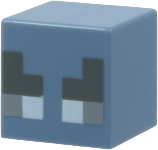 Lego Minifigure, Head, Modified Small Cube with Pixelated Dark Bluish Gray Eyebrows, White and Light Bluish Gray Eyes Pattern (Minecraft Vex)