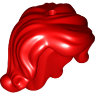 Lego Hair Long Wavy, Right Side Part, with Short Sides, 2 Holes - 1 each on Top and Side (Ariel) / Red