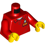 Lego Torso Sweater with Name Badge, and Minifig / 'LEGOLAND' on Back Print, Red Arms, Yellow Hands / Red