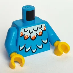 Torso, White and Orange Feather Print, Dark Azure Arms, Yellow Hands / Dark Azure