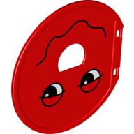 Lego Duplo Ball Tube Exit Door with Half-Closed Eyes and Wavy Mouth Print