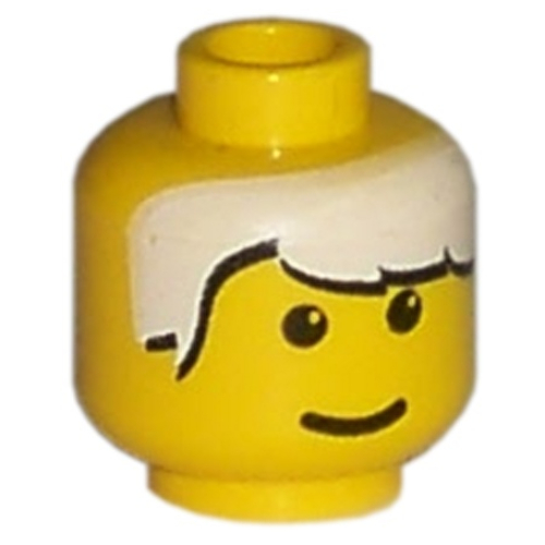 Lego Minifig Head, White Bangs Print [Blocked Open Stud] / Yellow
