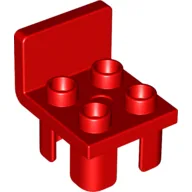 Duplo Chair with 4 Studs and Squared Back / Red