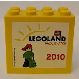 Brick 2 x 4 x 3 with 'LEGOLAND Holidays 2010' Print / Yellow