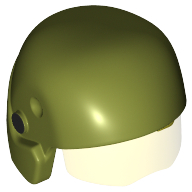 Lego Helmet with Visor Resistance Trooper, Trans-Yellow Visor Print / Olive Green