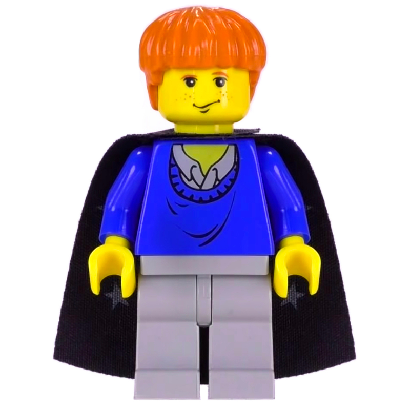 Lego Ron Weasley, Yellow Skin, Blue Sweater, Cape with Stars