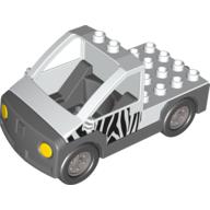 Lego Duplo Truck Pickup Flatbed with Dark Bluish Gray Base with Zebra Stripes Print