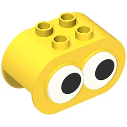 Duplo Brick 2 x 4 x 2 Rounded Ends, with Two Rotating Eyes / Yellow