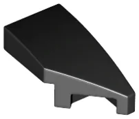 Brick Wedged, Curved 2 x 1 with Stud Notch Right / Black