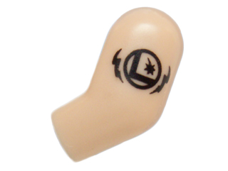 Lego Arm, Left with Dark Blue Lightning Lad Tattoo Pattern / Light Nougat