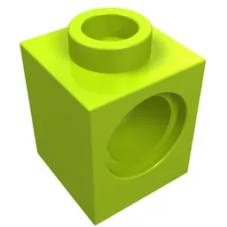 Technic Brick 1 x 1 with Pin Hole / Lime