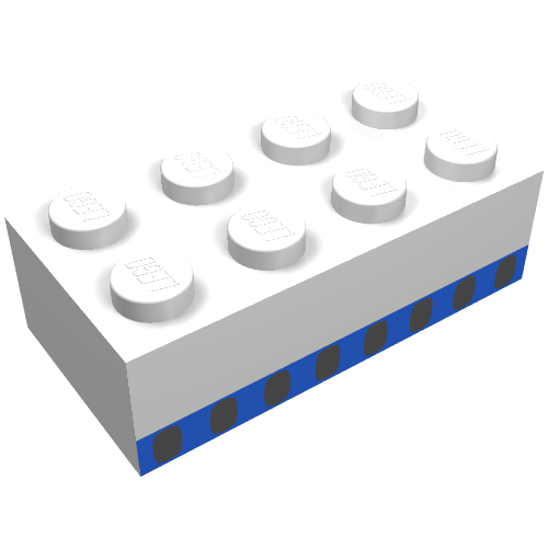 Lego Brick 2 x 4 without Cross Supports with Plane Windows 8 in Thin Blue Stripe Print