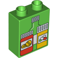Lego Duplo Brick 1 x 2 x 2 with Medicine and Pill Bottles / Bright Green