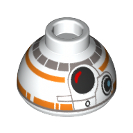 Lego Brick Round 1.5 x 1.5 Dome Top with BB-8 Cartoon Print