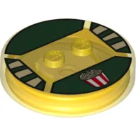 Function Brick Round 4 x 4 x 2/3 with 2 Studs and Popcorn Print / Trans-Yellow