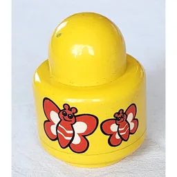 Primo Brick 1 x 1 with Round Rattle, Butterflies Print / Yellow