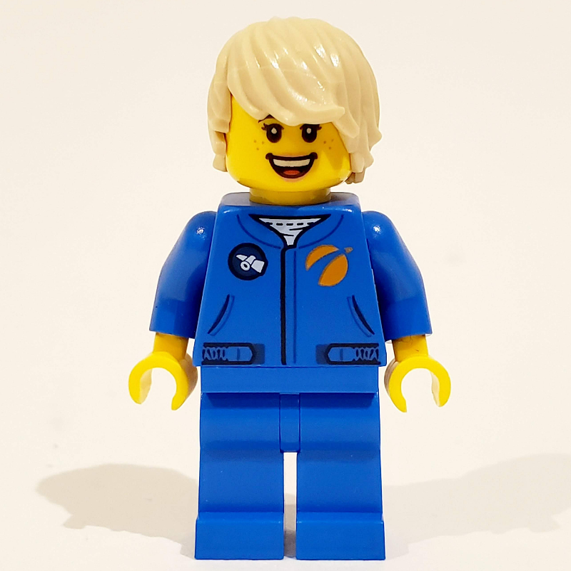 Lego Astronaut - Blue Torso and Legs, Tan Hair
