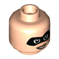 Minifig Head Elastigirl (Mrs. Incredible), Black Eyemask, Open Smile / Angry Print [Hollow Stud] / Light Nougat