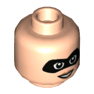 Lego Minifig Head Elastigirl (Mrs. Incredible), Black Eyemask, Open Smile / Angry Print [Hollow Stud] / Light Nougat