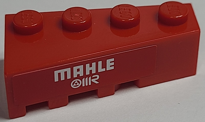 Lego Wedge 4 x 2 Right with White 'MAHLE OIIR' Logos Pattern (Sticker) - Set 8157