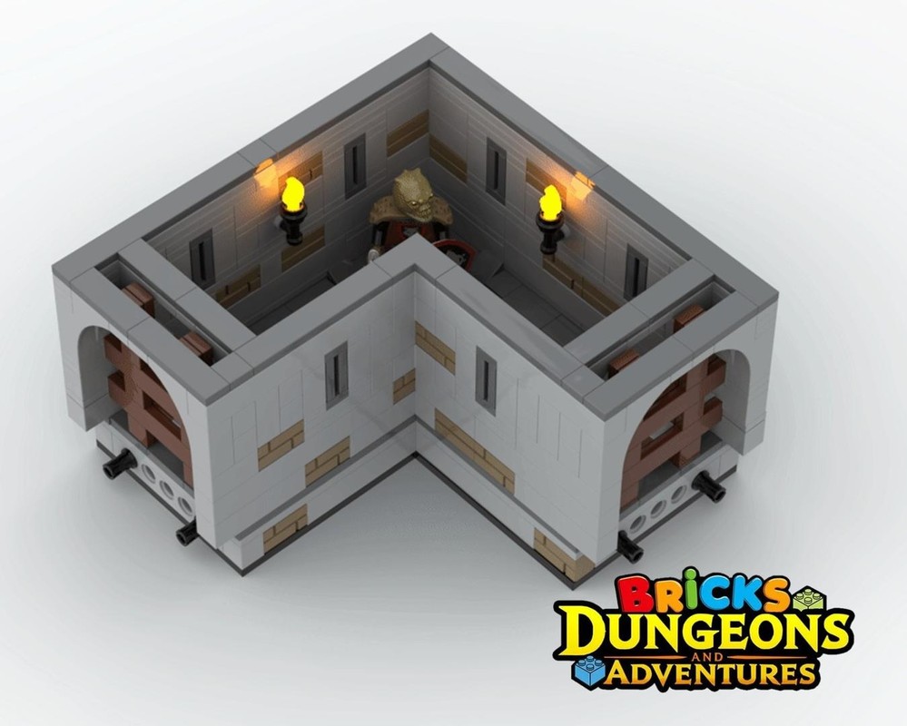 LEGO Castle Corridor Turn with Portcullis Instructions (PDF), Lizardman Warrior figurine, Bricks Dungeons and Adventures