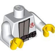 Lego Torso Robe, Red Symbol, Light Bluish Gray Undershirt and Black Belt Print, White Arms, Yellow Hands / White