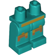 Lego Hips and Dark Turquoise Legs with Pixelated Bright Light Orange and Nougat Squares print