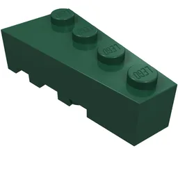 Brick Wedged, Angled 4 x 2 Right / Dark Green