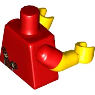 Torso, Dual Molded Arms, Slingshot on Back Print, Red Sleeves Pattern, Yellow Arms and Hands / Red