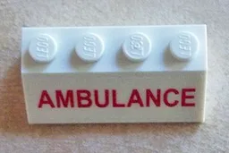 Slope 45 2 x 4 with Red 'AMBULANCE' Pattern (Sticker) - Set 60023