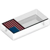 Tile 1 x 2 with United States of America Flag Print / Trans-Clear
