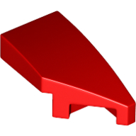 Lego Brick Wedged, Curved 2 x 1 with Stud Notch Right / Red