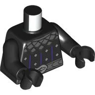Torso, Knight Armor, Dark Bluish Grey Belt, Color, Diamonds, Dark Purple Stripes Print, Black Arms and Hands