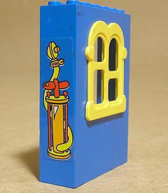 Lego Fabuland Building Wall 2 x 6 x 7 with Squared Yellow Window with Pump Pattern (Sticker) - Set 3666