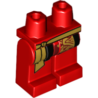 Lego Hips and Red Legs with Gold Tied Sash, and Gold Decoration Print / Red