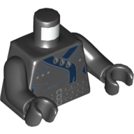 Lego Torso Robe, Dark Blue Trim with Spikes, Studded Belt with Three Buckles Print, Black Arms and Hands / Black