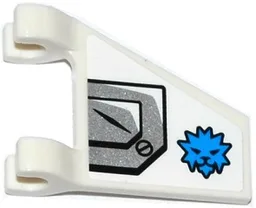 Flag 2 x 2 Trapezoid with Flat Edge with Silver Armor Plate, Blue Ninjago Ice Tiger Head Symbol Pattern Model Right Side (Sticker) - Set 70737