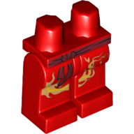 Lego Hips and Red Legs with Red Belt and Gold Dragon Tail Print / Red