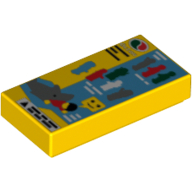 Lego Tile 1 x 2 with Octan Logo, Minifigure Silhouettes and Shark with Minifig Print (Life Instructions) / Yellow