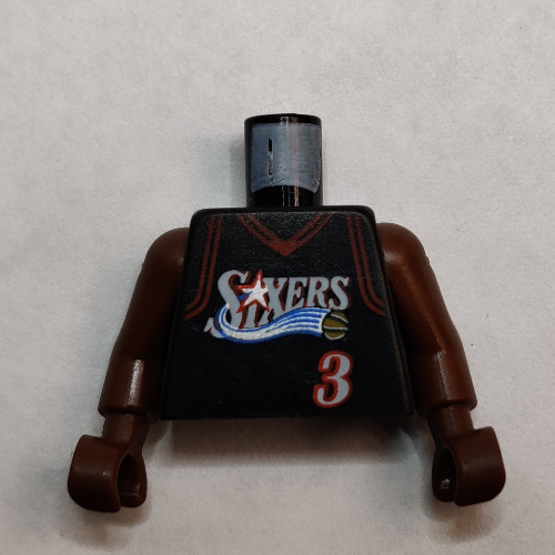 Lego Torso Basketball Jersey, Philadelphia 76ers '3' Print, Long One Piece Arms Brown (NBA) / Black