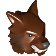 Minifig Head Special, Werewolf with Dark Brown Fur Print / Reddish Brown